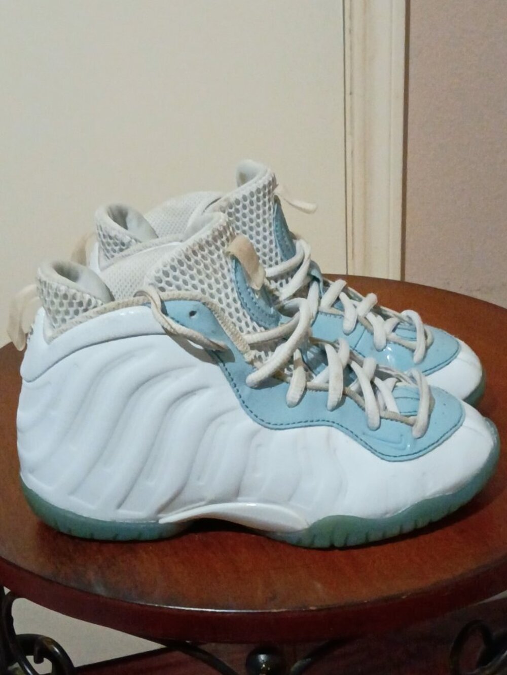 Nike Little Posite One White Aura Worn Blue Kids Size 13C Sneakers DM1095-400